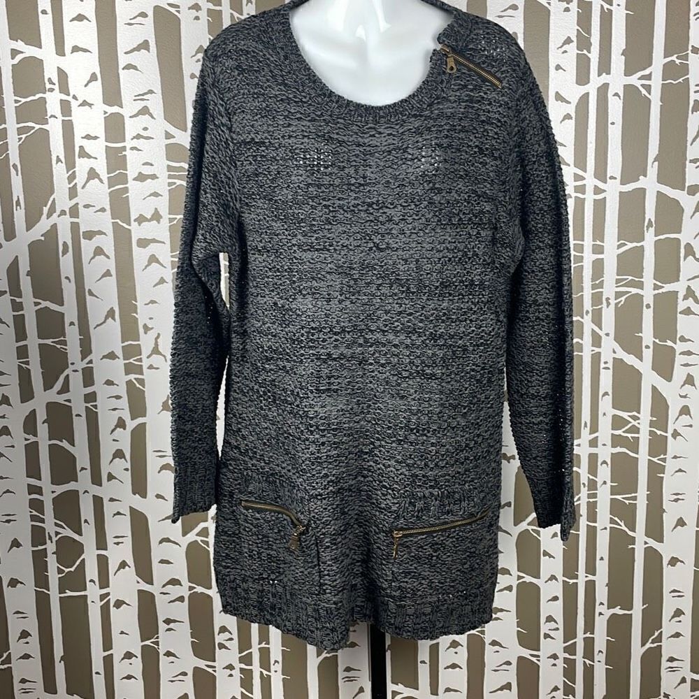 Effeci Woman Plus Size Longline Sweater 3X Charcoal Black